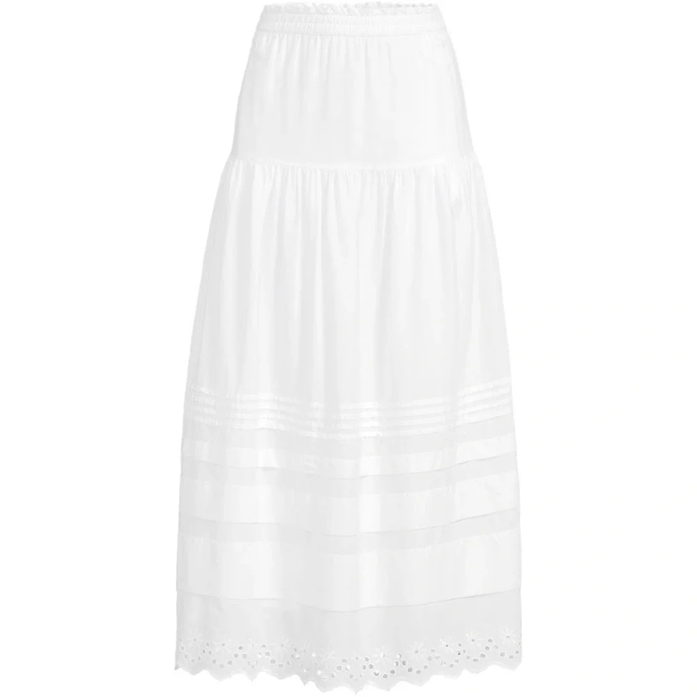 Lands End White Voile Eyelet Tiered Maxi skirt, xs - Picture 4 of 9